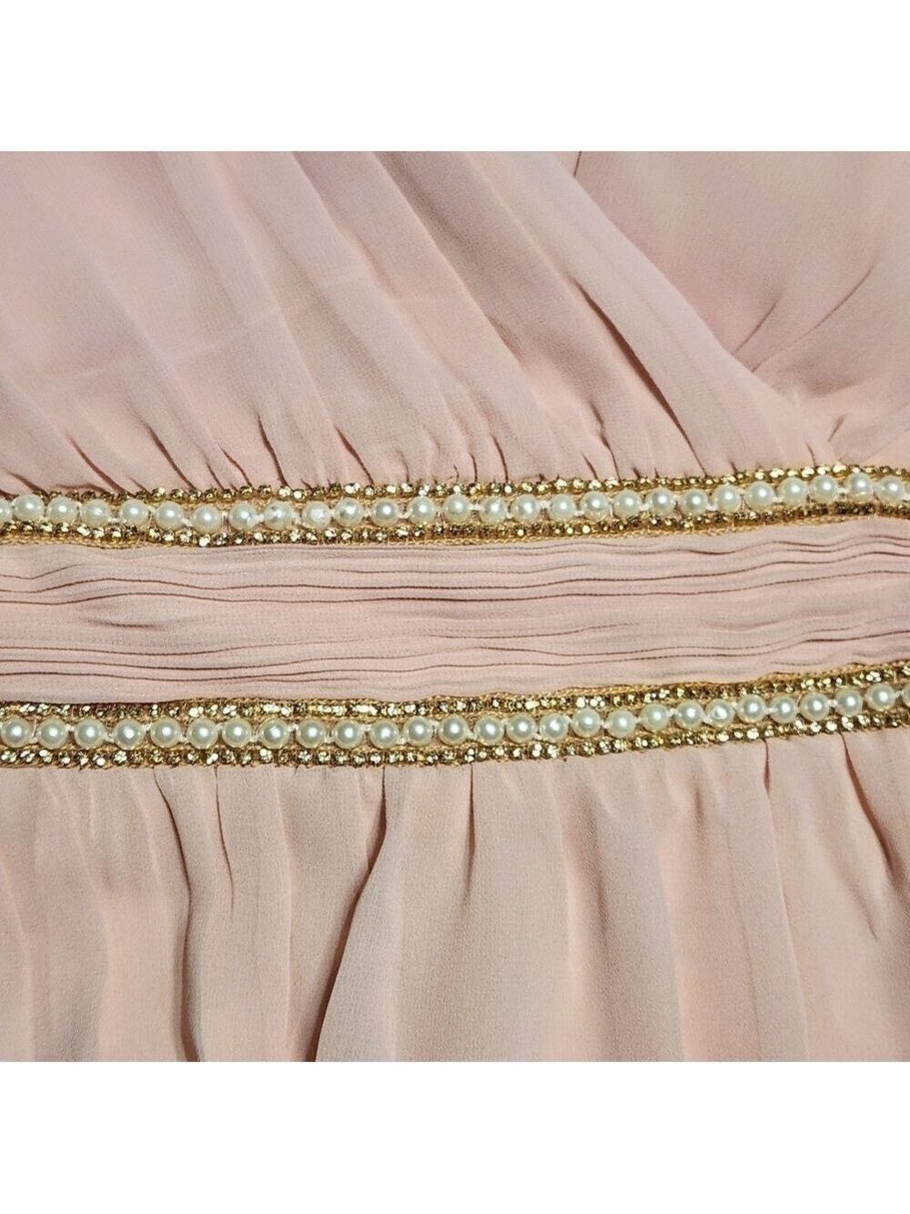 Ever Pretty Pink Chiffon Beaded Belt V Neck Maxi Dress Size 20 - Picture 7 of 13